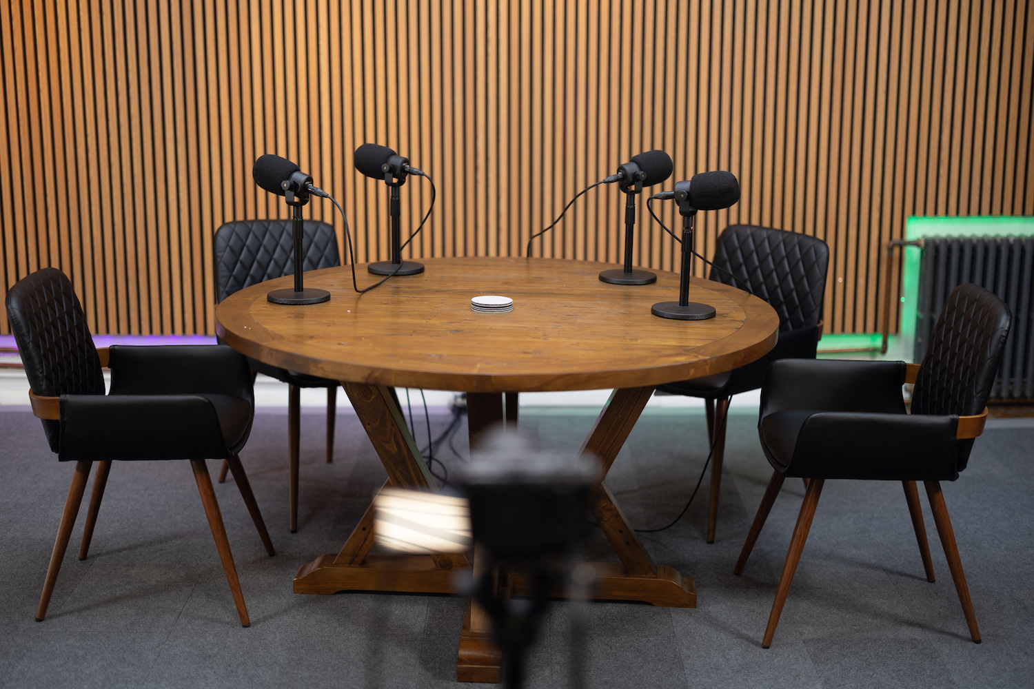 Inside a podcast recording studio